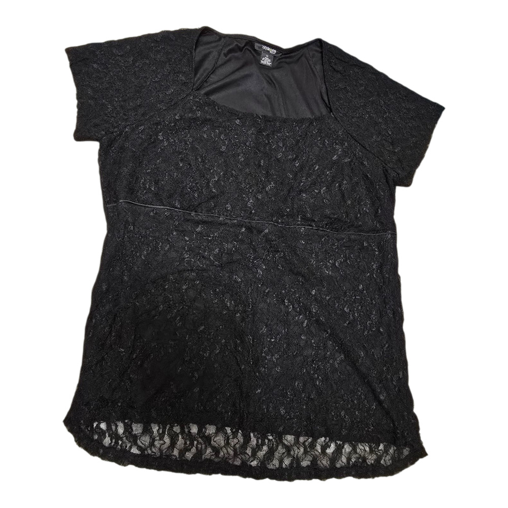 Style & Co Woman Black Lace Top 1X